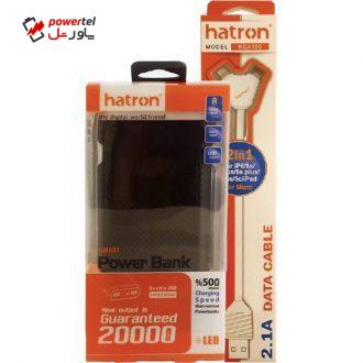 شارژر همراه هترون مدل HPB20000B با ظرفیت 20000 میلی‌آمپر‌ساعت به همراه کابل