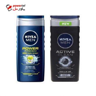 شامپو مو و بدن نیوآ مدل Power Fresh و Active Clean حجم 250 میلی لیتر مجموعه 2 عددی