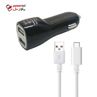 شارژر فندکی کد SI5002A به همراه کابل تبدیل USB -C
