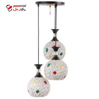 لوستر چراغ آویز 3 شعله سهیل مدل فیش توپی