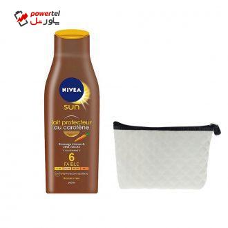 لوسیون آفتاب نیوآ مدل Sun Protector Milk Carotene Spf6 حجم 200 میلی لیتر به همراه کیف