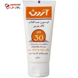لوسیون ضدآفتاب آردن SPF30 فاقد چربی حجم 50 گرم