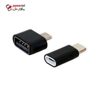 مبدل USB به microUSb مدل AB02  به همراه مبدل micro usb به type -c