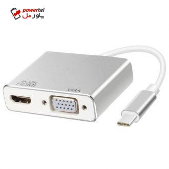 مبدل USB-C به HDMI و VGA مدل U2 مبدل USB-C به HDMI و VGA مدل U2