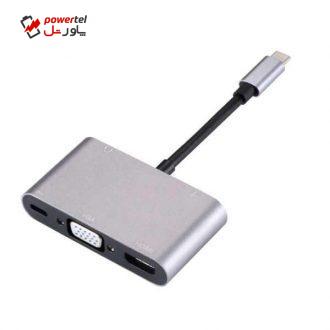 مبدل USB -C به USB 3.0/VGA/HDMI/AUX/PD مدل VENTO