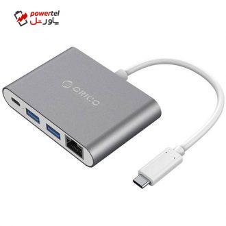 مبدل USB-C به USB/RJ45/USB-C اوریکو مدل RCR2A