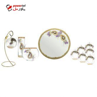 مجموعه ظروف هفت سین 11 پارچه مدل ترمه طلا کد 30
