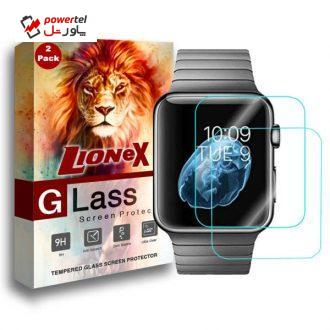 محافظ صفحه نمایش لایونکس مدل Ultra Powerful Shield مناسب برای اپل واچ 42 میلی متری بسته دو عددی