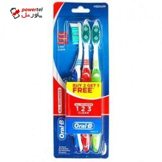 مسواک اورال-بی سری 123 Clean با برس متوسط بسته 3 عددی
