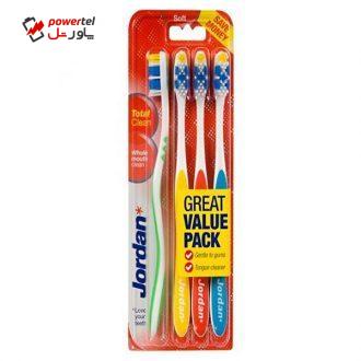 مسواک جردن مدل Total Clean با برس نرم – بسته 4 تایی