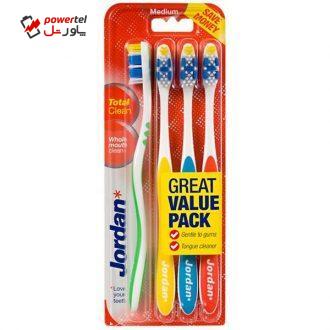 مسواک جردن مدل Total Clean متوسط 4 تایی مسواک جردن مدل Total Clean متوسط 4 تایی