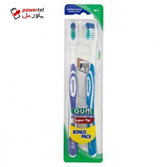 مسواک جی یو ام سری Super Tip مدل compact با برس متوسط بسته 2 عددی