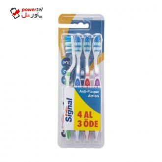 مسواک سیگنال مدل Anti Plaque Action با برس متوسط بسته 4 عددی مسواک سیگنال مدل Anti Plaque Action با برس متوسط بسته 4 عددی