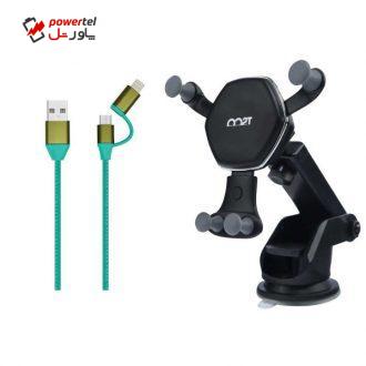پایه نگهدارنده گوشی موبایل تسکو مدل THL 1211 به همراه کابل تبدیل USB به microUSB/لایتنینگ تسکو مدل TC A101 طول 1 متر