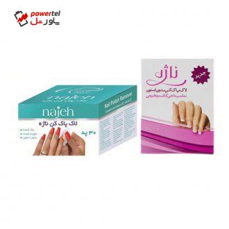 پد لاک پاک کن ناژه مدل 01 بسته 30 عددی به همراه بسته 5 عددی