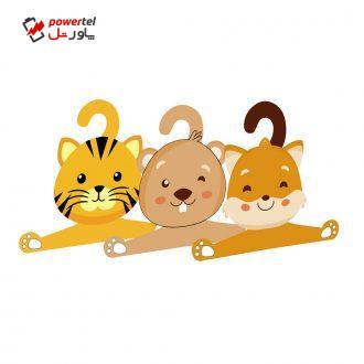 چوب لباسی نوزادی جیک جیک طرح حیوانات جنگل مجموعه 3 عددی