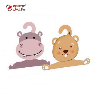 چوب لباسی نوزادی جیک جیک طرح سمور و اسب آبی مجموعه 2 عددی