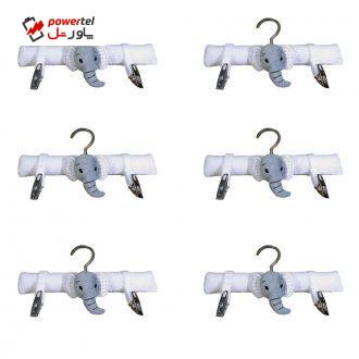 چوب لباسی نوزادی مدل فیل بسته 6 عددی