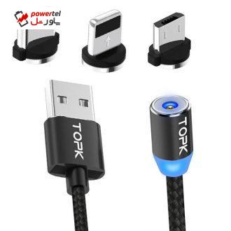 کابل تبدیل مغناطیسی USB به microUSB/ لایتنینگ /USB-C تاپکی مدل AM23 طول 1 متر