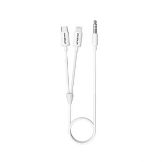 کابل تبدیل AUX به لایتنینگ/USB-C کینگ استار مدل KAC75 طول 1 متر