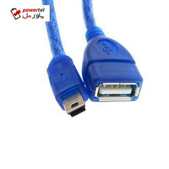 کابل تبدیل Mini USB به USB Female مدل NV-5 طول 0.3 متر کابل تبدیل Mini USB به USB Female مدل NV-5 طول 0.3 متر