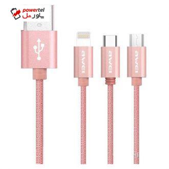کابل تبدیل USB به لایتنینگ،microUSB،USB-C اوی مدل CL-970 به طول 1.2 متر