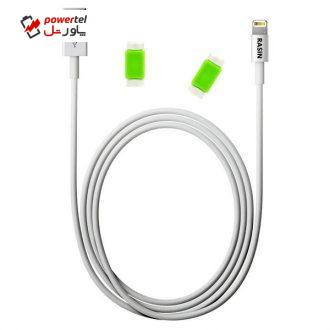 کابل تبدیل USB به لایتنینگ راسین مدل FR 43 طول ۲ متر به همراه دو عدد محافظ کابل کابل تبدیل USB به لایتنینگ راسین مدل FR 43 طول ۲ متر به همراه دو عدد محافظ کابل
