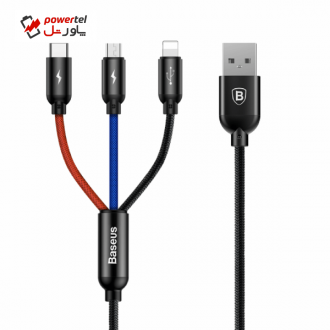 کابل تبدیل USB به لایتنینگ و MicroUSB و USB-C باسئوس مدل 3in1 به طول 120 سانتی متر