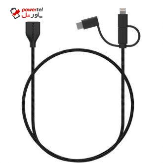 کابل تبدیل USB به لایتنینگ/ USB-C/ microUSB راو پاور مدل RP-CB021 طول 0.9 متر کابل تبدیل USB به لایتنینگ/ USB-C/ microUSB راو پاور مدل RP-CB021 طول 0.9 متر