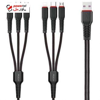 کابل تبدیل USB به لایتنینگ / USB-C / microUSB راک مدل G6 طول 2 متر کابل تبدیل USB به لایتنینگ / USB-C / microUSB راک مدل G6 طول 2 متر