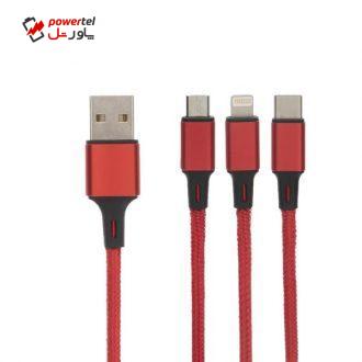 کابل تبدیل USB به لایتنینگ / USB-C / microUSB مدل IN31 طول 1 متر کابل تبدیل USB به لایتنینگ / USB-C / microUSB مدل IN31 طول 1 متر