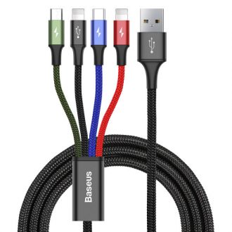 کابل تبدیل USB به لایتنینگ/ microUSB/ USB-C باسئوس مدل CA1T4-A01 طول 1.2 متر