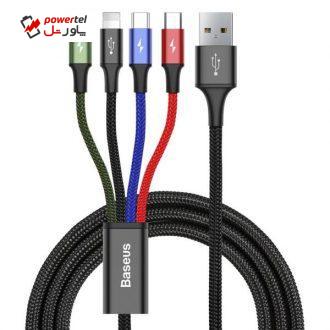 کابل تبدیل USB به لایتنینگ/ microUSB/ USB-C باسئوس مدل CA1T4-C01 طول 1.2 متر کابل تبدیل USB به لایتنینگ/ microUSB/ USB-C باسئوس مدل CA1T4-C01 طول 1.2 متر