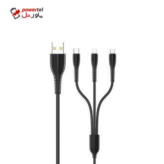 کابل تبدیل USB به لایتنینگ/ microUSB/ USB-C یوسمز مدل U35 طول ۱ متر