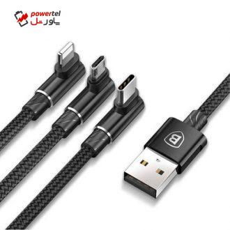 کابل تبدیل USB به لایتنینگ/MicroUSB/USB-C باسئوس مدل 3in1 mvp طول 1.2 متر کابل تبدیل USB به لایتنینگ/MicroUSB/USB-C باسئوس مدل 3in1 mvp طول 1.2 متر
