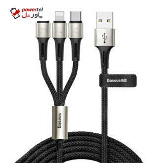 کابل تبدیل USB به لایتنینگ/USB-C/microUSB  باسئوس مدل BS-01 طول 1.2 متر