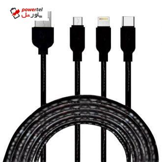 کابل تبدیل USB به لایتنینگ/USB-C/microUSB مدل D10 طول 1.2 متر