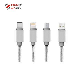 کابل تبدیل USB به لایتنینگ/USB-C/microUSB مدل L05 طول 0.2 متر