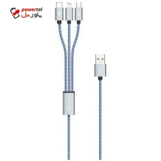 کابل تبدیل USB به لایتنینگ/microUSB / Type-C دیویا مدل Vogue طول 1.2 متر
