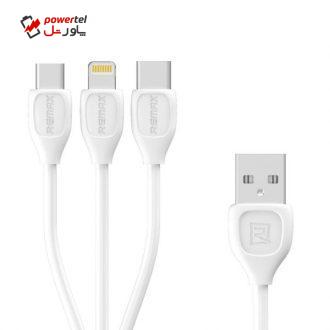 کابل تبدیل USB به لایتنینگ/microUSB/ USB-C ریمکس مدل RC-050TH طول 1 متر کابل تبدیل USB به لایتنینگ/microUSB/ USB-C ریمکس مدل RC-050TH طول 1 متر