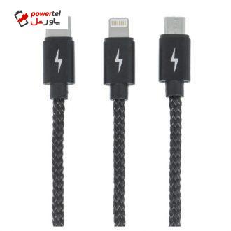 کابل تبدیل USB به لایتنینگ/microUSB/USB-C دیویا مدل PHEEZ طول 1.0 متر