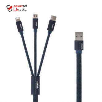 کابل تبدیل USB به لایتنینگ/microUSB/USB-C ریمکس مدل RC-094th طول 1 متر