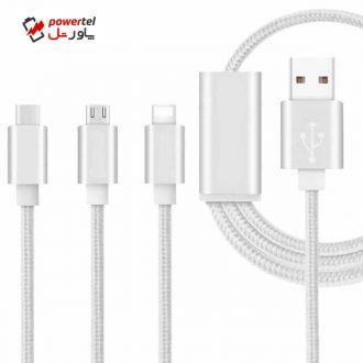 کابل تبدیل USB به MicroUSB ، لایتنینگ و Type-C جلیکو مدل GS-13 به طول 1.2 متر