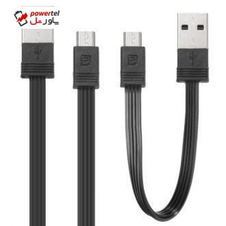 کابل تبدیل USB به MicroUSB ریمکس مدل RC-062m به طول 1 متر به همراه کابل 16 سانتی متری