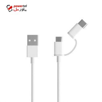 کابل تبدیل USB به MicroUSB و USB-C مدل 2in1 به طول 1 متر