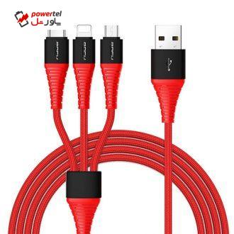 کابل تبدیل USB به MicroUSB / Lightning / Type-C راک مدل 3in1 کابل تبدیل USB به MicroUSB / Lightning / Type-C راک مدل 3in1