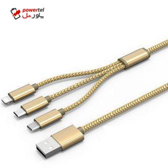 کابل تبدیل USB به MicroUSB/Lightning/Type-c مدل Combination 3 In 1 به طول 1.2 متر کابل تبدیل USB به MicroUSB/Lightning/Type-c مدل Combination 3 In 1 به طول 1.2 متر