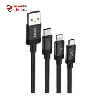کابل تبدیل USB به USB-C / لایتنینگ / microUSB باسئوس مدل CAMLT-PY01 طول 1.2 متر کابل تبدیل USB به USB-C / لایتنینگ / microUSB باسئوس مدل CAMLT-PY01 طول 1.2 متر