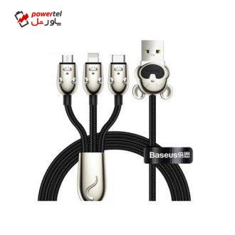 کابل تبدیل USB به USB-C / micro-USB / لایتنینگ باسئوس مدل MU01 طول 1.2 متر