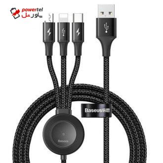 کابل تبدیل USB به USB-C/MicroUSB/ لایتنینگ باسئوس مدل CA1T4-l0g طول 1.2 متر